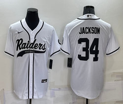 Nike Las Vegas Raiders #34 Bo Jackson White Joint adults Authentic Stitched baseball jersey