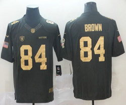 Nike Las Vegas Raiders #84 Antonio Brown Gold Anthracite Salute To Service Limited Authentic stitched NFL jersey