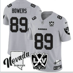 Nike Las Vegas Raiders #89 Brock Bowers Gray Throwback C patch F.U.S.E. NFL Jersey