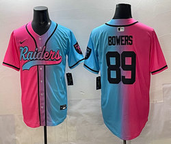 Nike Las Vegas Raiders #89 Brock Bowers Pink and Blue Joint MLB Jersey