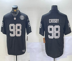 Nike Las Vegas Raiders #98 Maxx Crosby Black Team Patch F.U.S.E Authentic Stitched NFL Jersey