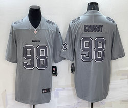 Nike Las Vegas Raiders #98 Maxx Crosby Grey Atmosphere Fashion sleeves with patch Authentic Stitched NFL Jerseys
