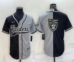 Nike Las Vegas Raiders Gray Black Split Big Logo Authentic Stitched NFL Jersey