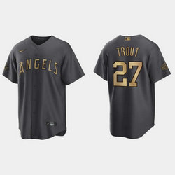 Nike Los Angeles Angels #27 Mike Trout Charcoal 2022 All Star Authentic Stitched MLB Jersey