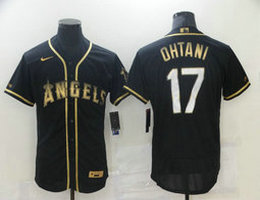 Nike Los Angeles Angels of Anaheim #17 Shohei Ohtani Black Gold third generation Authentic Stitched MLB Jersey