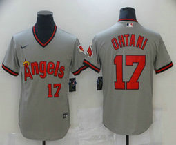Nike Los Angeles Angels of Anaheim #17 Shohei Ohtani Grey Pullover Game Authentic Stitched MLB Jersey