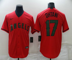 Nike Los Angeles Angels of Anaheim #17 Shohei Ohtani Red Memorial Game Authentic Stitched MLB Jersey