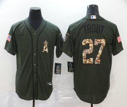 Nike Los Angeles Angels of Anaheim #27 Mike Trout Green Salute to Service Authentic Stitched MLB Jersey
