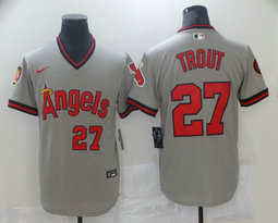 Nike Los Angeles Angels of Anaheim #27 Mike Trout Grey Pullover Game Authentic Stitched MLB Jersey
