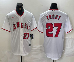 Nike Los Angeles Angels of Anaheim #27 Mike Trout White 27 front Game Authentic stitched MLB jersey