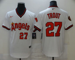 Nike Los Angeles Angels of Anaheim #27 Mike Trout White Pullover Game Authentic Stitched MLB Jersey