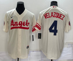 Nike Los Angeles Angels of Anaheim #4 Andrew Velazquez Cream City Game Authentic stitched MLB jersey