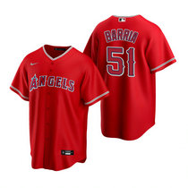 Nike Los Angeles Angels of Anaheim #51 Jaime Barria Red Game Authentic stitched MLB jersey