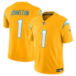 Nike Los Angeles Chargers #1 Quentin Johnston Gold Authentic Stitched NFL Jersey