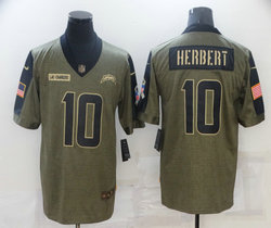 Nike Los Angeles Chargers #10 Justin Herbert 2021 salute to service Authentic Stitched NFL Jersey