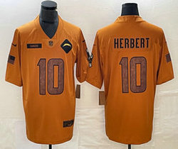 Nike Los Angeles Chargers #10 Justin Herbert 2023 Brown Salute To Service Authentic Stitched NFL Jersey