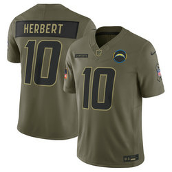Nike Los Angeles Chargers #10 Justin Herbert Olive 2025 Salute To Service Stitched Football Jersey