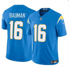 Nike Los Angeles Chargers #16 Casey Bauman Blue 2023 F.U.S.E. Football Stitched Jersey