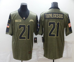 Nike Los Angeles Chargers #21 LaDainian Tomlinson 2021 salute to service Authentic Stitched NFL Jersey