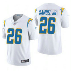 Nike Los Angeles Chargers #26 Asante Samuel Jr. White 2021 NFL Draft Vapor Untouchable Authentic Stitched NFL Jersey