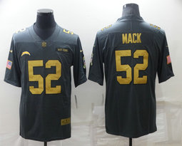 Nike Los Angeles Chargers #52 Khalil Mack Carbon black, Gold number Authentic stitched NFL jersey