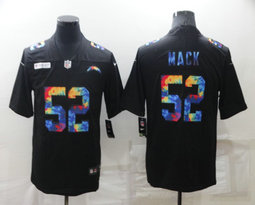 Nike Los Angeles Chargers #52 Khalil Mack black rainbow Authentic stitched NFL jersey