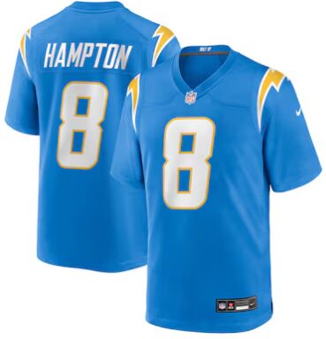Nike Los Angeles Chargers #8 Omarion Hampton Powder Blue 2025 Draft Stitched NFL Jersey