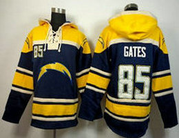 Nike Los Angeles Chargers #85 Antonio Gates Navy Blue Sawyer Hooded Sweatshirt stitched NFL Hoodie