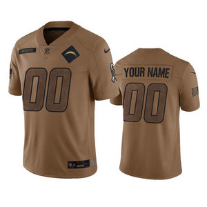 Nike Los Angeles Chargers Custom 2023 Brown Salute To Service Authentic Stitched NFL Jersey