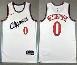 Nike Los Angeles Clippers #0 Russell Westbrook 2024-25 White Authentic Stitched NBA Jersey