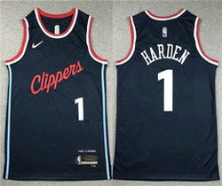 Nike Los Angeles Clippers #1 James Harden 2024-25 Navy Authentic Stitched NBA Jersey