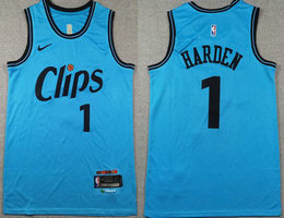 Nike Los Angeles Clippers #1 James Harden Light Blue 2024-25 City Stitched NBA Jersey