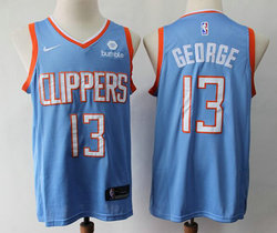 Nike Los Angeles Clippers #13 Paul George Blue Game City With Advertising Authentic Stitched NBA jersey