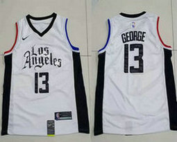 Nike Los Angeles Clippers #13 Paul George White Game City Authentic Stitched NBA jersey