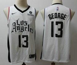 Nike Los Angeles Clippers #13 Paul George White Game City With Advertising Authentic Stitched NBA jersey