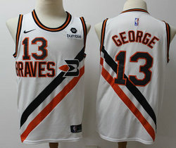 Nike Los Angeles Clippers #13 Paul George White Game With Advertising patch Authentic Stitched NBA jersey