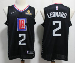 Nike Los Angeles Clippers #2 Kawhi Leonard Black Game With Advertising patch Authentic Stitched NBA jersey