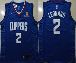 Nike Los Angeles Clippers #2 Kawhi Leonard Blue 19-20 Game With Advertising Authentic Stitched NBA jersey