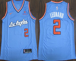 Nike Los Angeles Clippers #2 Kawhi Leonard Blue Game Latin night With Advertising Authentic Stitched NBA jersey