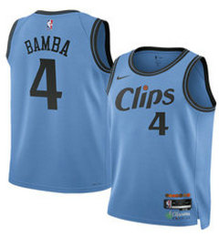 Nike Los Angeles Clippers #4 Mo Bamba Light Blue 2024-25 City Stitched NBA Jersey
