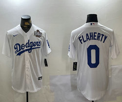 Nike Los Angeles Dodgers #0 Jack Flaherty White 2024 World Series Authentic Stitched MLB Jersey