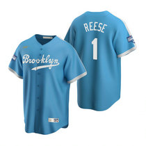 Nike Los Angeles Dodgers #1 Pee Wee Light Blue 2020 World Series Champions Cooperstown Collection Jersey