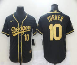 Nike Los Angeles Dodgers #10 Justin Turner Black Gold Game Authentic Stitched MLB Jersey