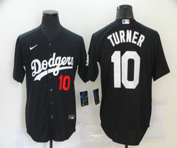Nike Los Angeles Dodgers #10 Justin Turner Black Red 10 front Inverted Legend Authentic Stitched MLB jerseys