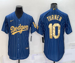 Nike Los Angeles Dodgers #10 Justin Turner Blue Gold Number Throwback Authentic Stitched MLB jersey