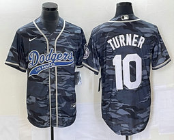 Nike Los Angeles Dodgers #10 Justin Turner Camo Joint Stitched MLB Jersey