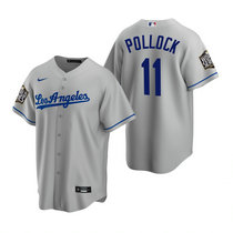 Nike Los Angeles Dodgers #11 A.J. Pollock Gray Los Angeles 2020 World Series Game Authentic Stitched MLB Jersey