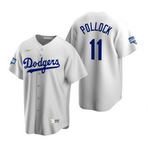 Nike Los Angeles Dodgers #11 A.J. Pollock White 2020 World Series Champions Cooperstown Collection Jersey