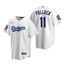 Nike Los Angeles Dodgers #11 A.J. Pollock White 2020 World Series Game Authentic Stitched MLB Jersey