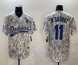 Nike Los Angeles Dodgers #11 Roki Sasaki 2024 Salute to Service Joint Jersey